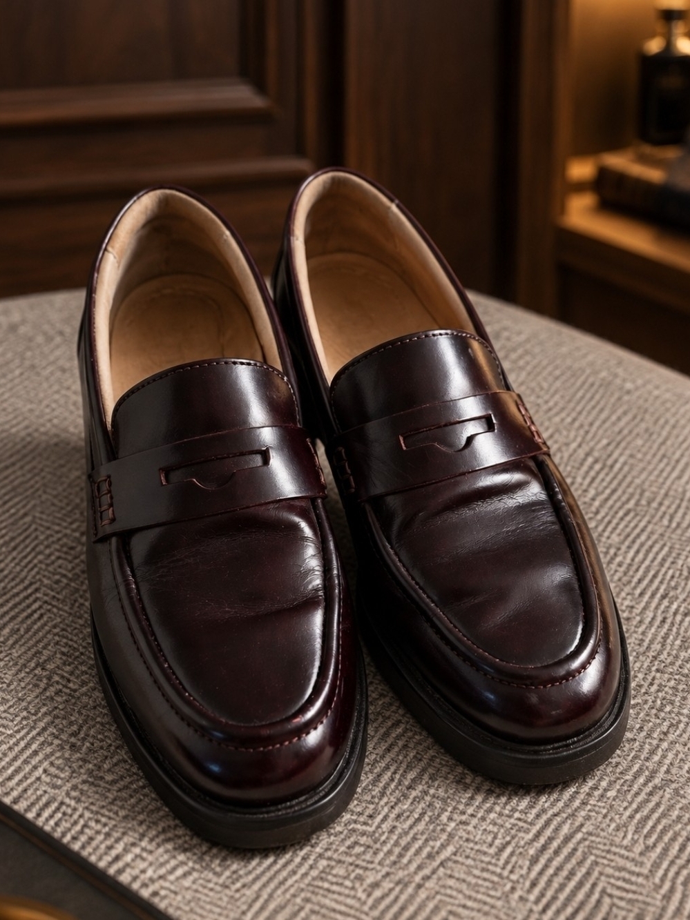 ABEO Penny Loafers in Dark Burgundy US 7.5